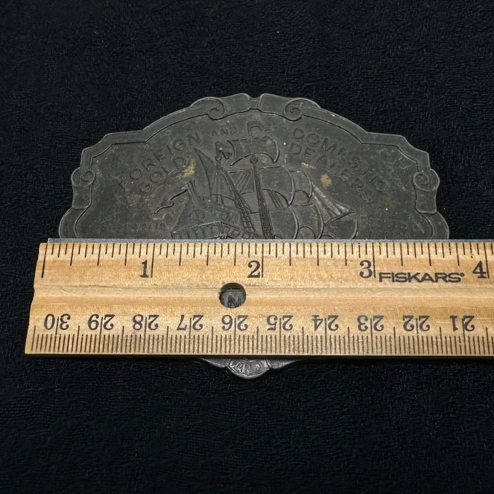 Vintage‎ Livingston Wells & Co Belt Buckle Ship Foreign Domestic
